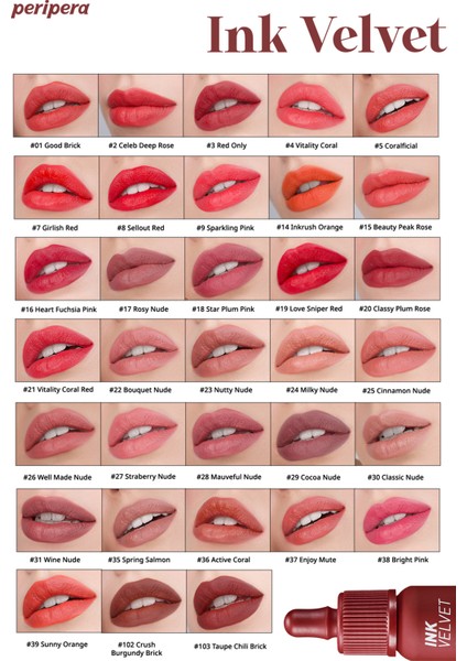 Yüksek Pigmentli, Kadife Görünümlü, Gün Boyu Kalıcı Tint PERIPERA Ink Velvet (18 Star Plum Pink)