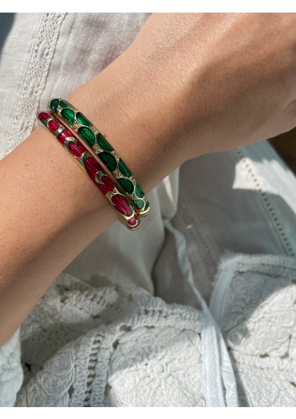 Zümrüt Yeşili Mine Işlemeli Gold Çelik Bileklik fırsatları