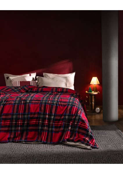 Clorel Çift Kişilik Welsoft Baskılı Battaniye - Kırmızı