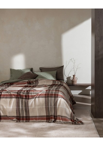 Antonin Çift Kişilik Welsoft Baskılı Battaniye - Bej/kahve