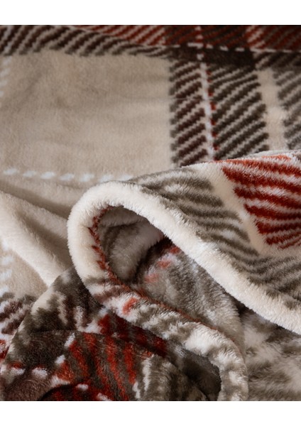 Antonin Çift Kişilik Welsoft Baskılı Battaniye - Bej/kahve