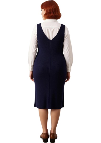 Kadın Triko Midi Elbise Shift Kalıp Gri Düz Desen V Yaka Günlük Şık Akrilik Ilkbahar Sonbahar fiyatları