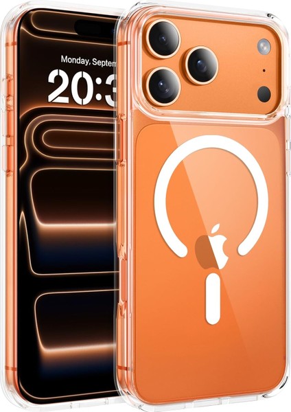 Iphone 17 Pro Uyumlu Magsafe Özellikli Sararmaz Kamera Koruma Çıkıntılı Sert Şeffaf Kılıf