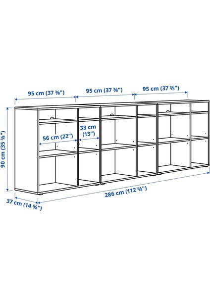Vıhals Açık Dolap Koyu Gri 286 x 37 x 90 cm fiyatları
