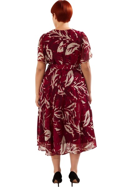 Kadın Şifon Kumaş Melek Kol V Yaka Çiçek Desenli A Line Kruvaze Maxi Elbise Ilkbahar Yaz Kaliteli fiyatları