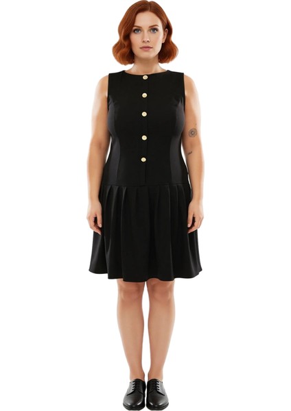 Kadın Kolsuz A Line Kayık Yaka Dokuma Mini Elbise Modern ve Zarif Görünüm Için Eşsiz Bir Seçenek