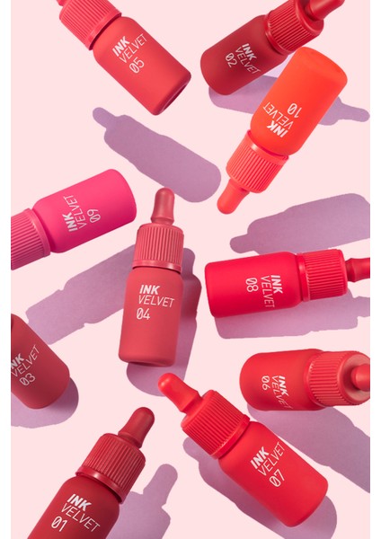 Yüksek Pigmentli, Kadife Görünümlü, Gün Boyu Kalıcı Tint PERIPERA Ink Velvet (8 Sellout Red)