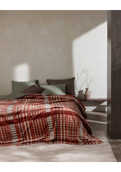 Fravonne Çift Kişilik Welsoft Baskılı Battaniye - Kahverengi