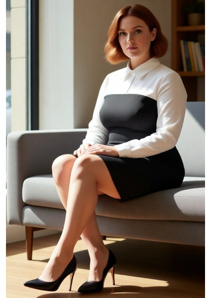 Kadınlara Özel Bodycon Kesim Renk Bloklu Gömlek Yaka Mini Elbise Uzun Kol Ofis ve Sosyal Ortamlar fırsatları