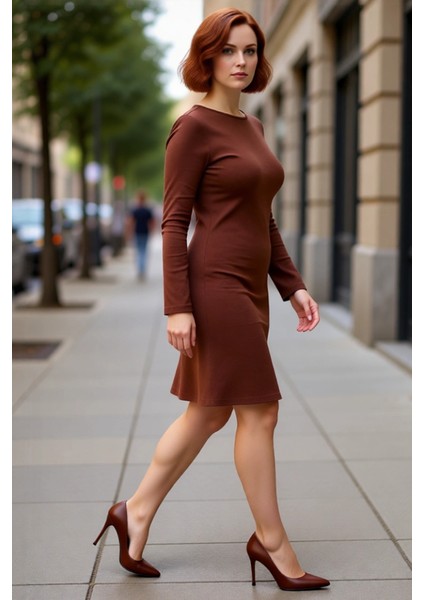 Büyük Beden Kadınlar Için Örme A Line Elbise Bisiklet Yaka Uzun Kollu Mini Boy Kış Şıklığı modelleri