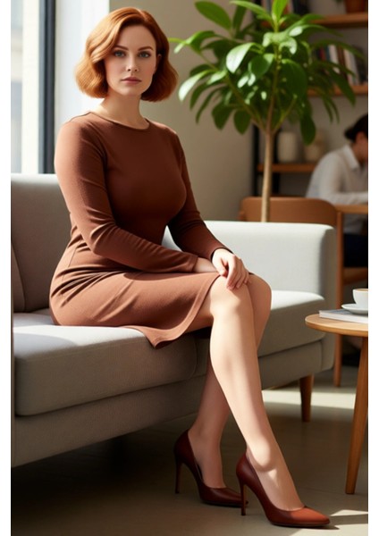 Büyük Beden Kadınlar Için Örme A Line Elbise Bisiklet Yaka Uzun Kollu Mini Boy Kış Şıklığı fırsatları