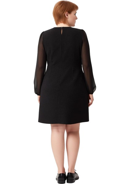 Kadın Tüvit Dokulu Şifon Balon Kollu Dik Yaka A Line Mini Elbise Şık ve Rahat Kullanım Için Ideal fiyatları