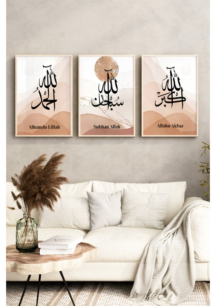 🌟 Alhamdu Lillah - Subhan Allah - Allahu Akbar 3’lü Çerçeveli Tablo Seti 🌟 CRV1209 23 x 32 fırsatları