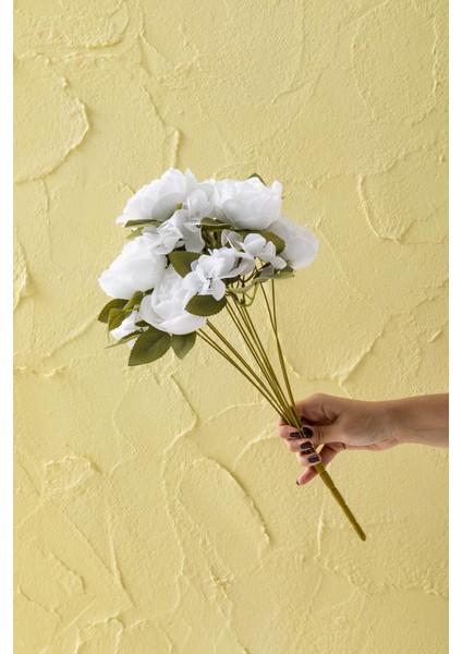 Yapay Ortancalı Şakayık Demeti Beyaz 45 cm 11 Dal modelleri