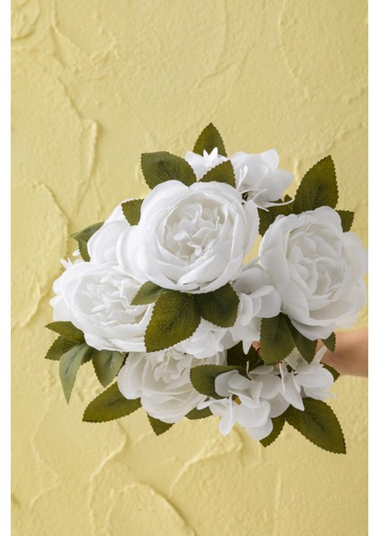 Yapay Ortancalı Şakayık Demeti Beyaz 45 cm 11 Dal fırsatları