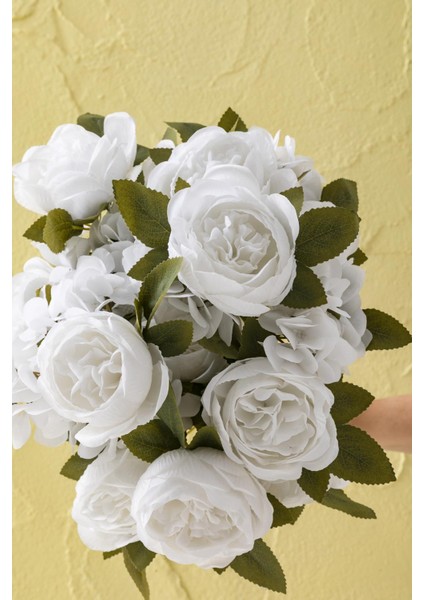 Yapay Ortancalı Şakayık Demeti Beyaz 45 cm 11 Dal indirimleri