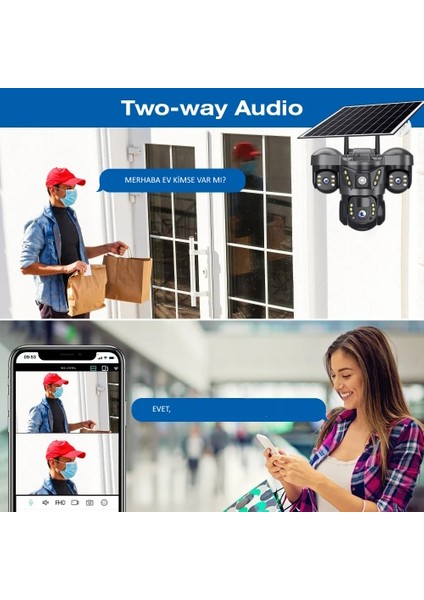 Ultimate 7070 Solar Güneş Enerjili İnsan Takibi 15MP 3 Lens 4G Akıllı Kamera Okam Pro Uygulama modelleri