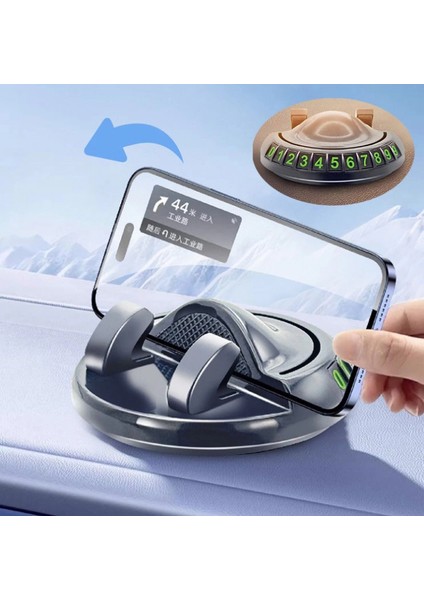 360° Dönebilen Yapışkanlı Numaratörlü Araç Telefon Tutucu (4887)