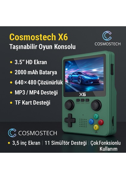 X6 Retro Taşınabilir Oyun Konsolu – 3.5” Ekran, 24000+ Oyun, 32GB Kartlı, Tv Bağlantılı - Siyah fiyatları