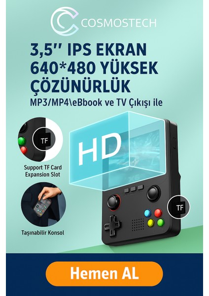 X6 Retro Taşınabilir Oyun Konsolu – 3.5” Ekran, 24000+ Oyun, 32GB Kartlı, Tv Bağlantılı - Siyah