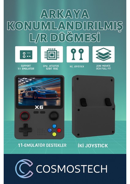X6 Retro Taşınabilir Oyun Konsolu – 3.5” Ekran, 24000+ Oyun, 32GB Kartlı, Tv Bağlantılı - Siyah