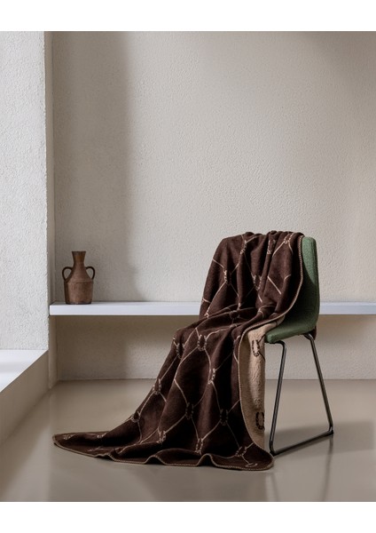 Erouan Jakarlı Pamuklu Tv Battaniye - Kahverengi