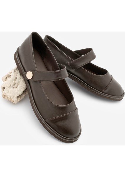 Kadın Loafer Bantlı Cırt Cırtlı Günlük Ayakkabı Vorpe Kahve