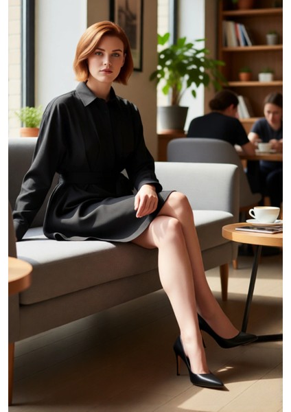 Kadınlar Için Modern Kahverengi Gömlek Yaka Düz Dokuma Elbise Uzun Kollu Kış Şıklığına Uygun fırsatları