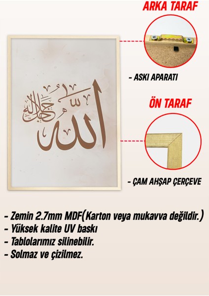 🖼️ Allah – Subhanallah – Muhammed Yazılı 3'lü Tablo Seti 🌟CRV1208 23 x 32