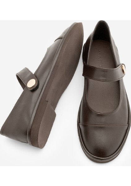 Kadın Loafer Bantlı Cırt Cırtlı Günlük Ayakkabı Vorpe Kahve