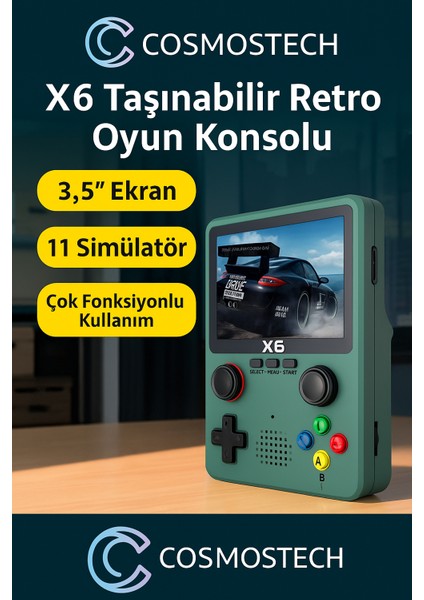 X6 Retro Taşınabilir Oyun Konsolu – 3.5” Ekran, 24000+ Oyun, 32GB Kartlı, Tv Bağlantılı - Beyaz modelleri
