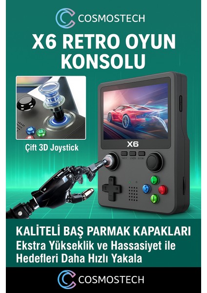 X6 Retro Taşınabilir Oyun Konsolu – 3.5” Ekran, 24000+ Oyun, 32GB Kartlı, Tv Bağlantılı - Beyaz fırsatları