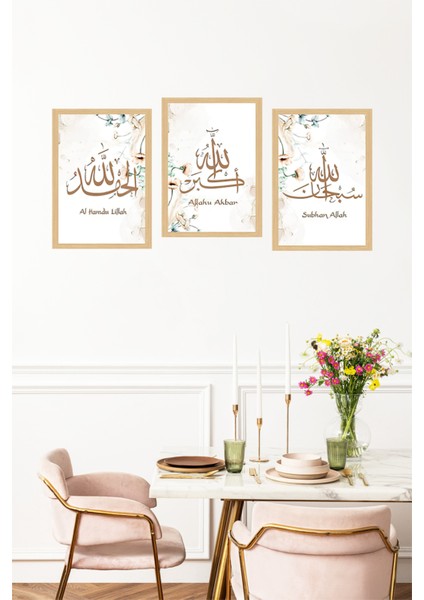 🕊️ 3’lü Çerçeve Görünümlü Islami Tablo Seti – Subhanallah, Alhamdulillah, Allahu Ekber🌟 CRVS1187 13 x 17 fırsatları
