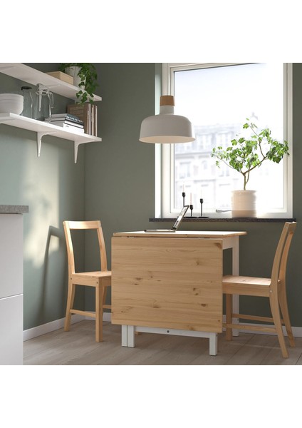 Pınntorp Mutfak Masası Takımı Açık Kahverengi Beyaz 2 Sandalyeli Katlanabilir 67 / 124 cm fırsatları