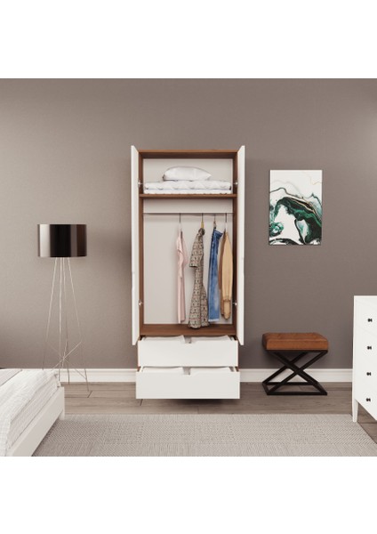 Moderno Mini 2 Kapaklı 2 Çekmeceli Gardırop – Kompakt Tasarım, Modern Görünüm modelleri