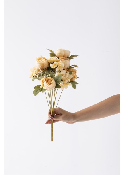 Yapay Ortancalı Şakayık Demeti Açık Somon 45 cm 11 Dal