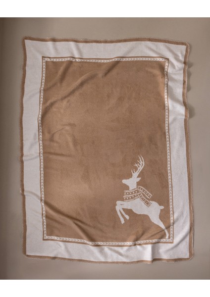 Mozal Jakarlı Pamuklu Tv Battaniye - Bej/ekru