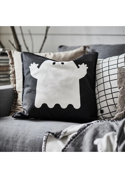 Kustfyr Kırlent Kılıfı Beyaz Siyah 50 x 50 cm modelleri
