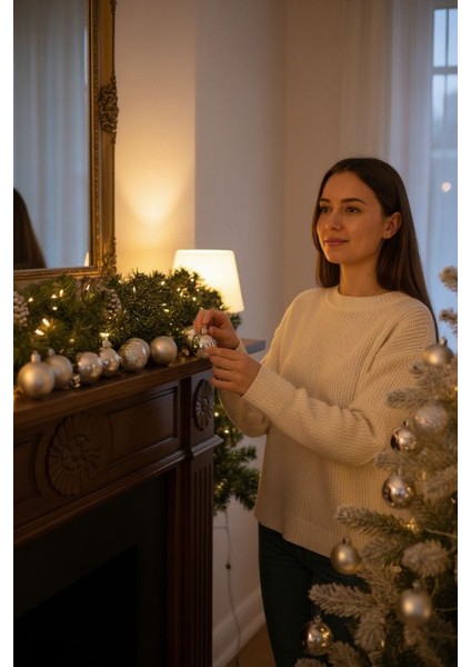 Yılbaşı Süs Topları 3 cm 24 Ad 12 Mat 12 Parlak Süs Topları Gümüş modelleri