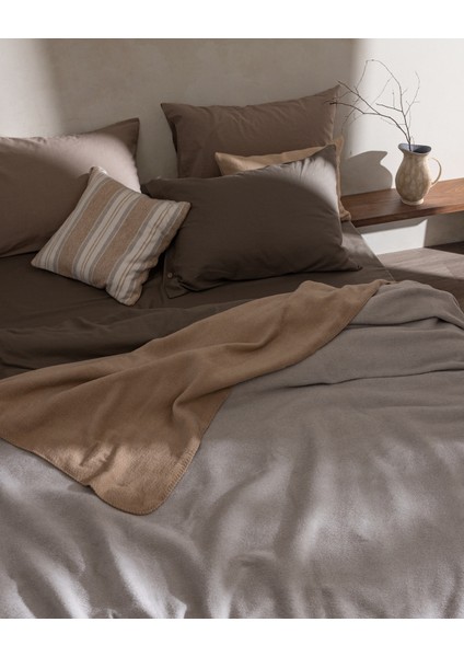 Caureo Çift Kişilik Jakarlı Pamuklu Battaniye - Gri/bej fiyatları