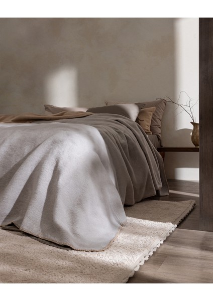 Caureo Çift Kişilik Jakarlı Pamuklu Battaniye - Gri/bej modelleri