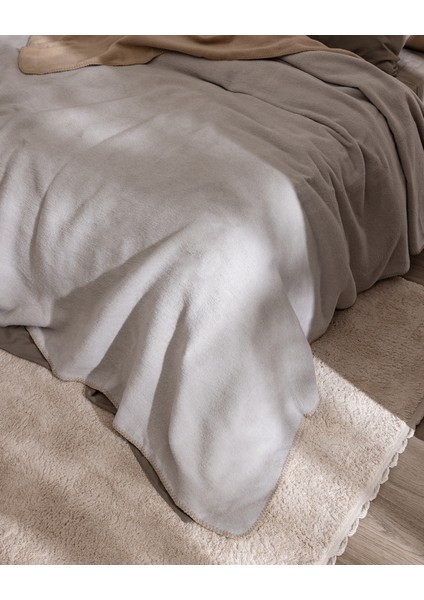 Caureo Çift Kişilik Jakarlı Pamuklu Battaniye - Gri/bej fırsatları