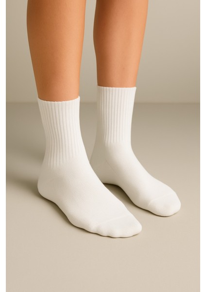 Kadın Beyaz Pamuklu Soket Çorap 5’li Paket modelleri