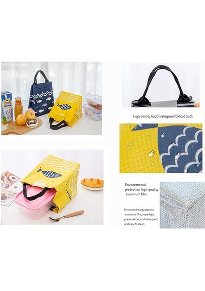 2'li Paket Yalıtımlı Öğle Yemeği Çantası Yemek Kutuları Için Havalı Çanta Su Geçirmez Kumaş Katlanabilir Piknik El Çantası Yalıtımlı Soğutucu Çanta, Kadınlar, Yetişkinler, Öğrenciler ve Çocuklar Için Büyük Kapasiteli fırsatları