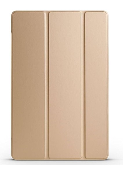 Samsung Tablet ile Uyumlu Tablet Kılıfı Smart Cover Uyku Modlu Standlı Arkası Sert Şeffaf Kapak (Gold, Galaxy Tab A9 Plus X210)