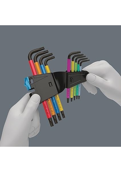 05024179001 967/9 Tx 9 Parça Tutma Işlevli Renkli Siyah Kaplama Torx L-Anahtar Seti fırsatları