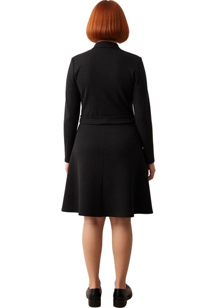 Büyük Beden Kadın A Line Kesim Örme Kumaş Polo Yaka Mini Elbise Ofis ve Günlük Kombinler Için fiyatları