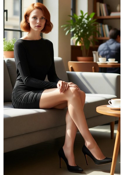 Kadın Düz Desen Viskon Ribana Kumaş Bodycon Kesim Uzun Kol Kayık Yaka Mini Elbise Konforlu ve Trend fırsatları