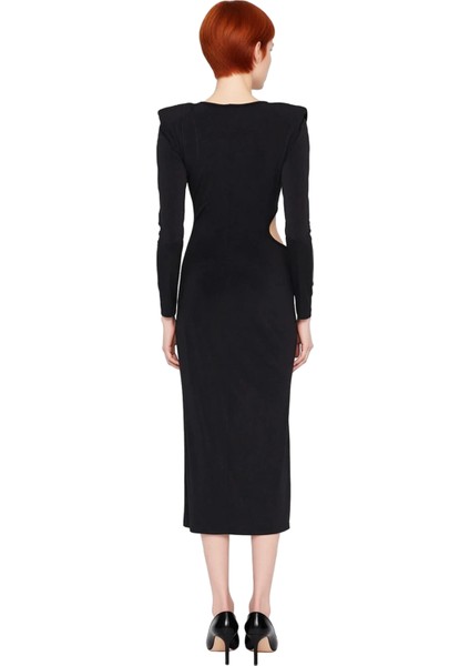 Kadınlar Için Glam Koleksiyonu Polyester Karışımlı Bisiklet Yaka Uzun Kol Maxi Abiye Elbise fiyatları