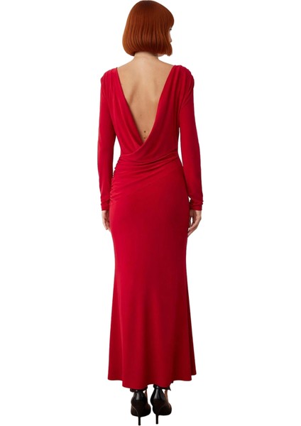 Kadınlara Özel Kayık Yaka Uzun Kol Bodycon Kesim Maxi Elbise Smart Mezuniyet ve Balo Şıklığı fiyatları